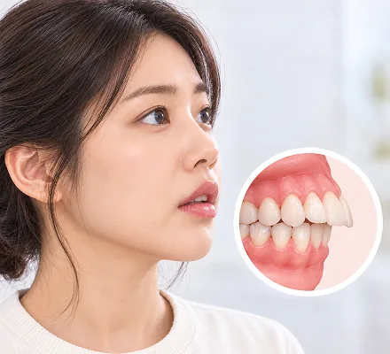 아래턱이 튀어나온 치아 배열