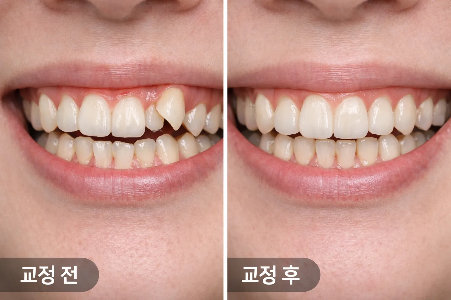 덧니 교정 사례 치료 전 사진