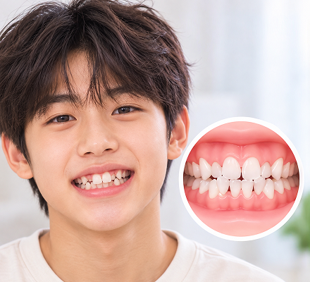 아랫니가 윗니보다 앞으로 나온 어린이의 치아 배열
